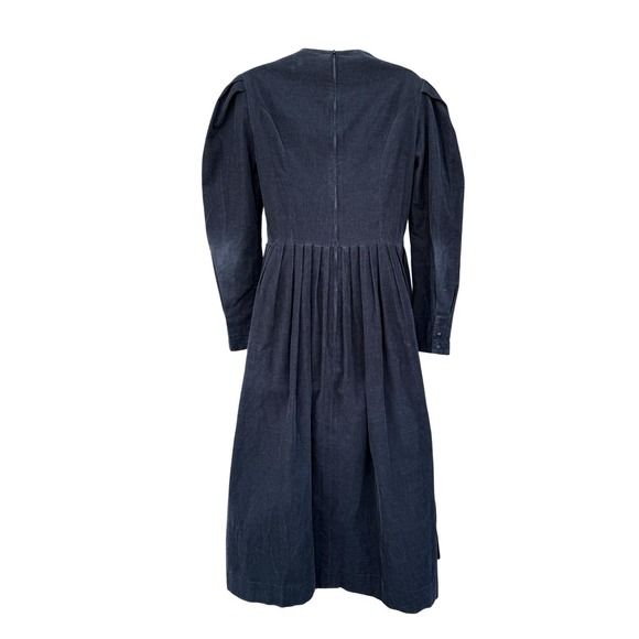 Laura Ashley Black Corduroy Long Puff Sleeve Midi Dress Size 10 Romantic Cottage - Picture 12 of 16